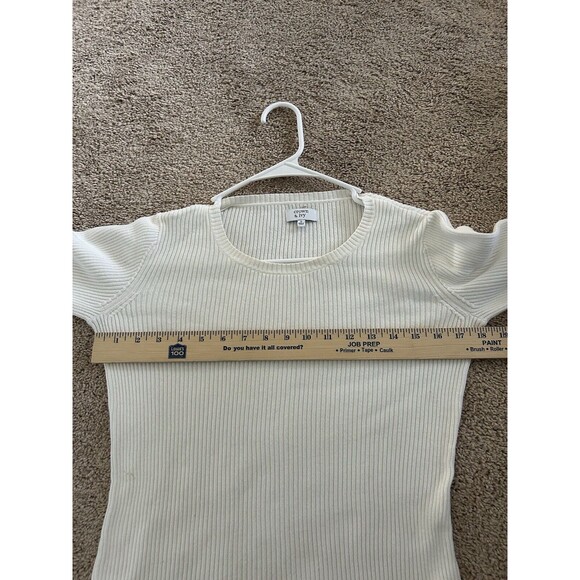 Crown & Ivy White Sweater With Rainbow Colorful Bell Flare Sleeves Size Small - Picture 5 of 10